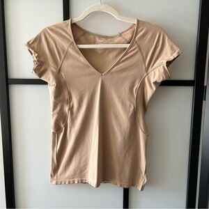 [l] Knix V Neck Short Sleeve Tan Shapewear Top